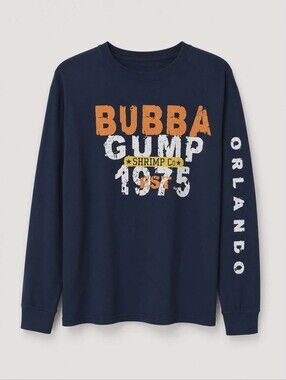 Bubba Gump Shrimp Co 1975 Orlando Long Sleeve T-Shirt Men's M Blue Tagless
